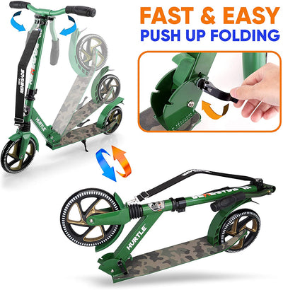 Hurtle Renegade Foldable Teen and Adult Commuter Kick Scooter, Camo (Open Box)