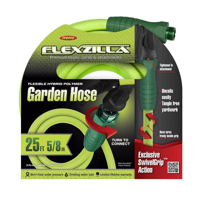 Flexzilla Garden Hose w/ SwivelGrip Connecters, 5/8 Inch x 25 Feet (Open Box)