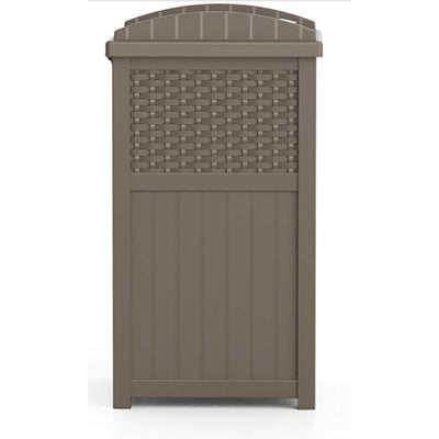 Suncast Wicker Resin Hideaway Trash Can with Latching Lid, Dark Taupe (Used)