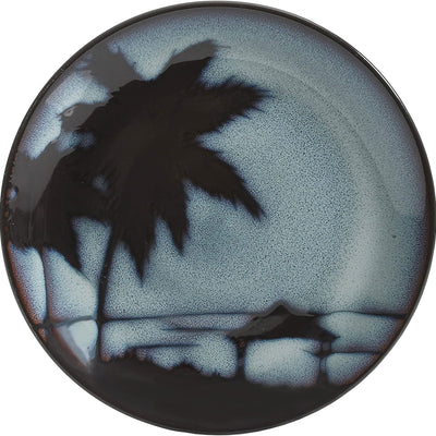 Gibson 16 Piece Reactive Glaze Blue Sunset Dinnerware Set Plates, Bowls, & Mugs