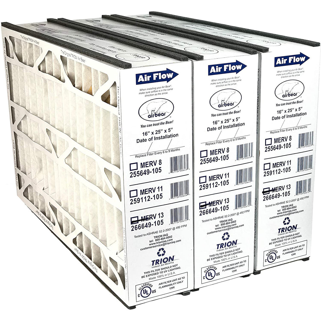 Trion Air Bear 16 x 25 x 5 Inch MERV 13 Air Purifier Filter (3 Pack) (Used)