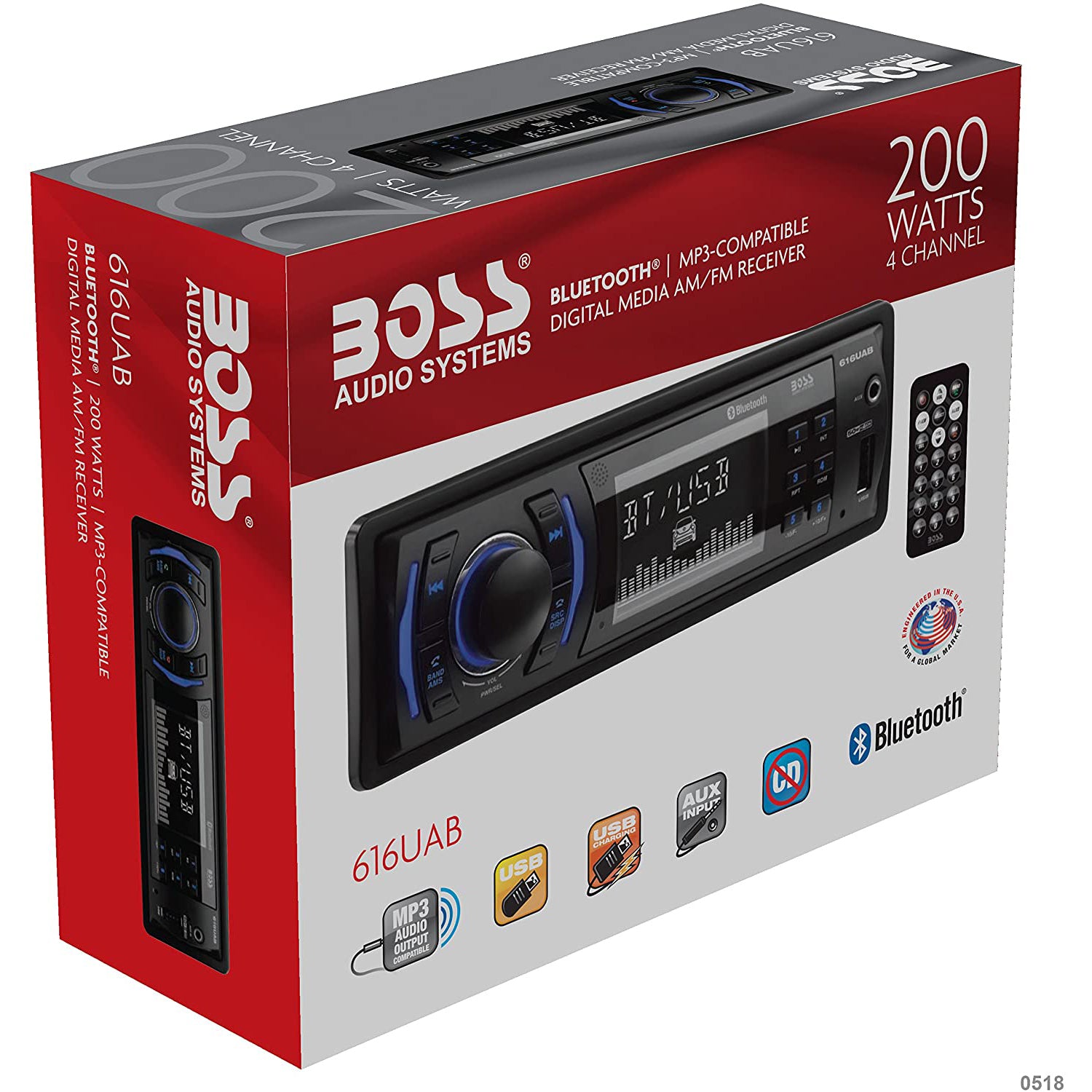BOSS 616UAB Multimedia Car Stereo Receiver Bundle with Coaxial Stereo Speakers