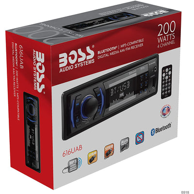BOSS 616UAB Multimedia Car Stereo Receiver Bundle with Coaxial Stereo Speakers