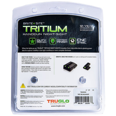 TruGlo Trit Glow in the Dark High Set Pistol Sight, Rear and Front