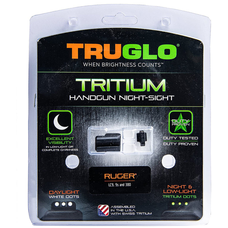 TruGlo Tritium Glow in the Dark High Set Pistol Sight, Ruger LC9, 9S and 380