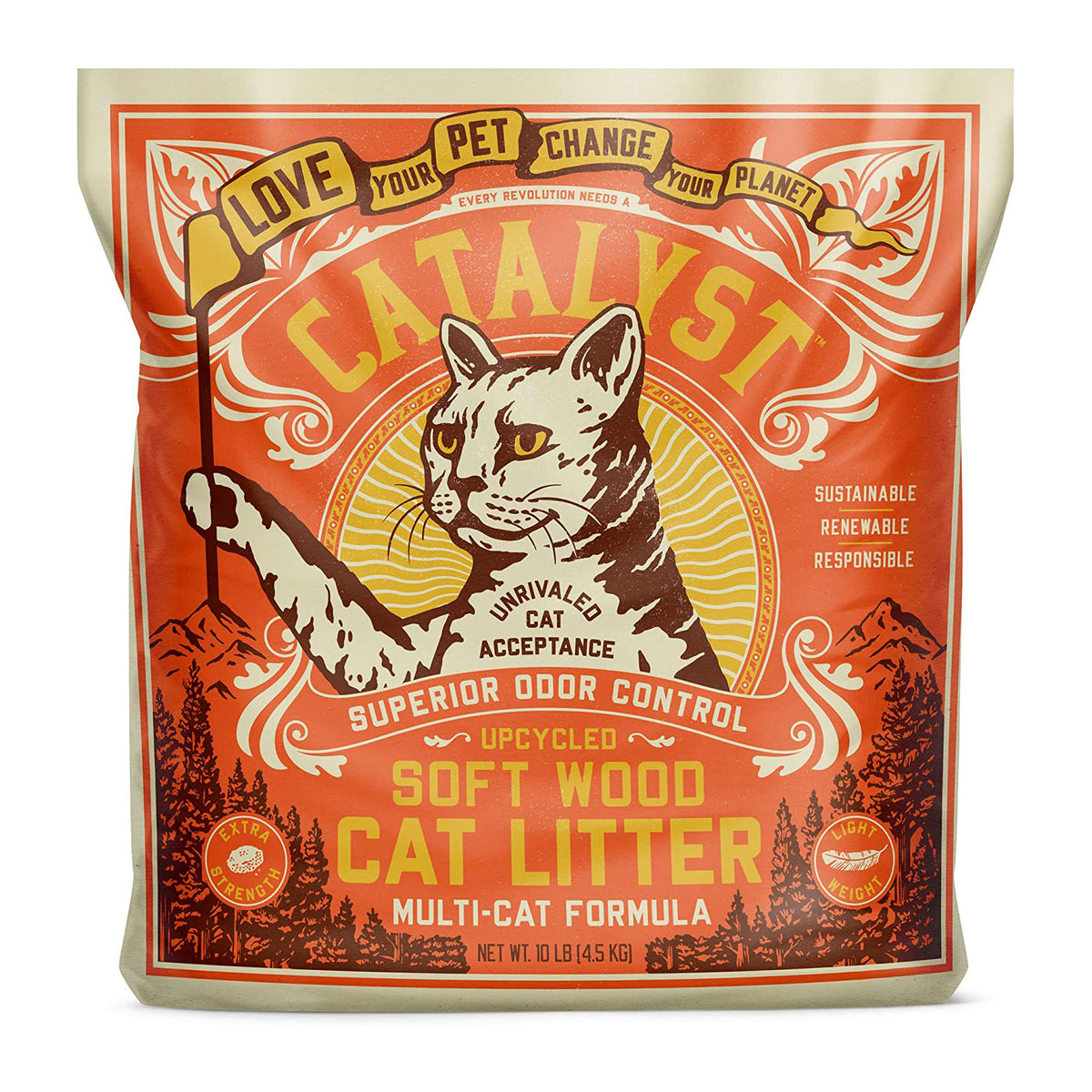 Catalyst Upcycled Soft Wood Cat Litter Odor Control Multi Cat Formula, 10 Pounds