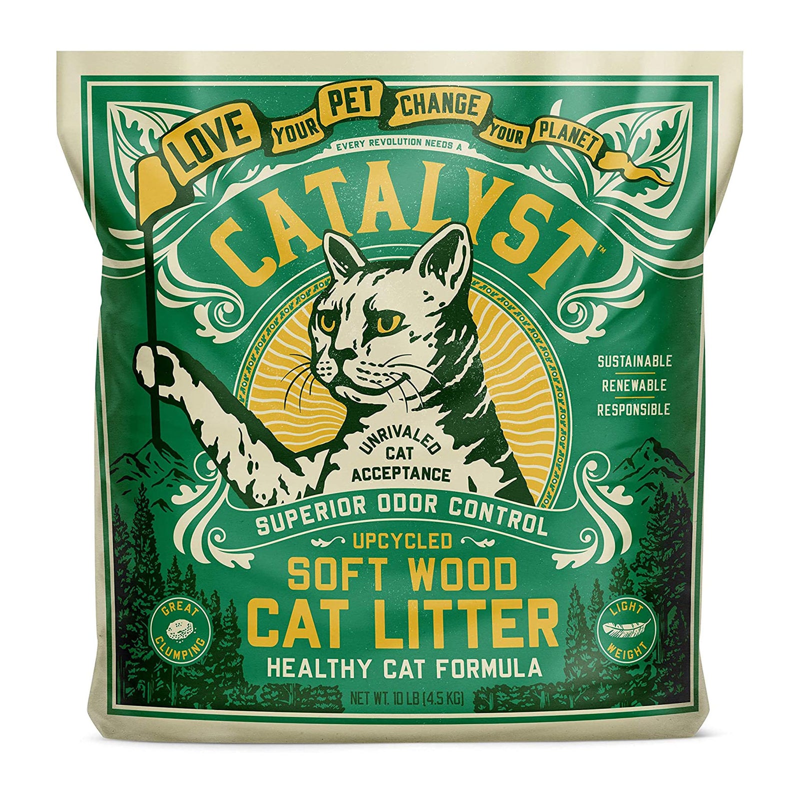 Catalyst Upcycled Soft Wood Cat Litter Odor Control Healthy Cat Formula, 10 Lbs - VMInnovations
