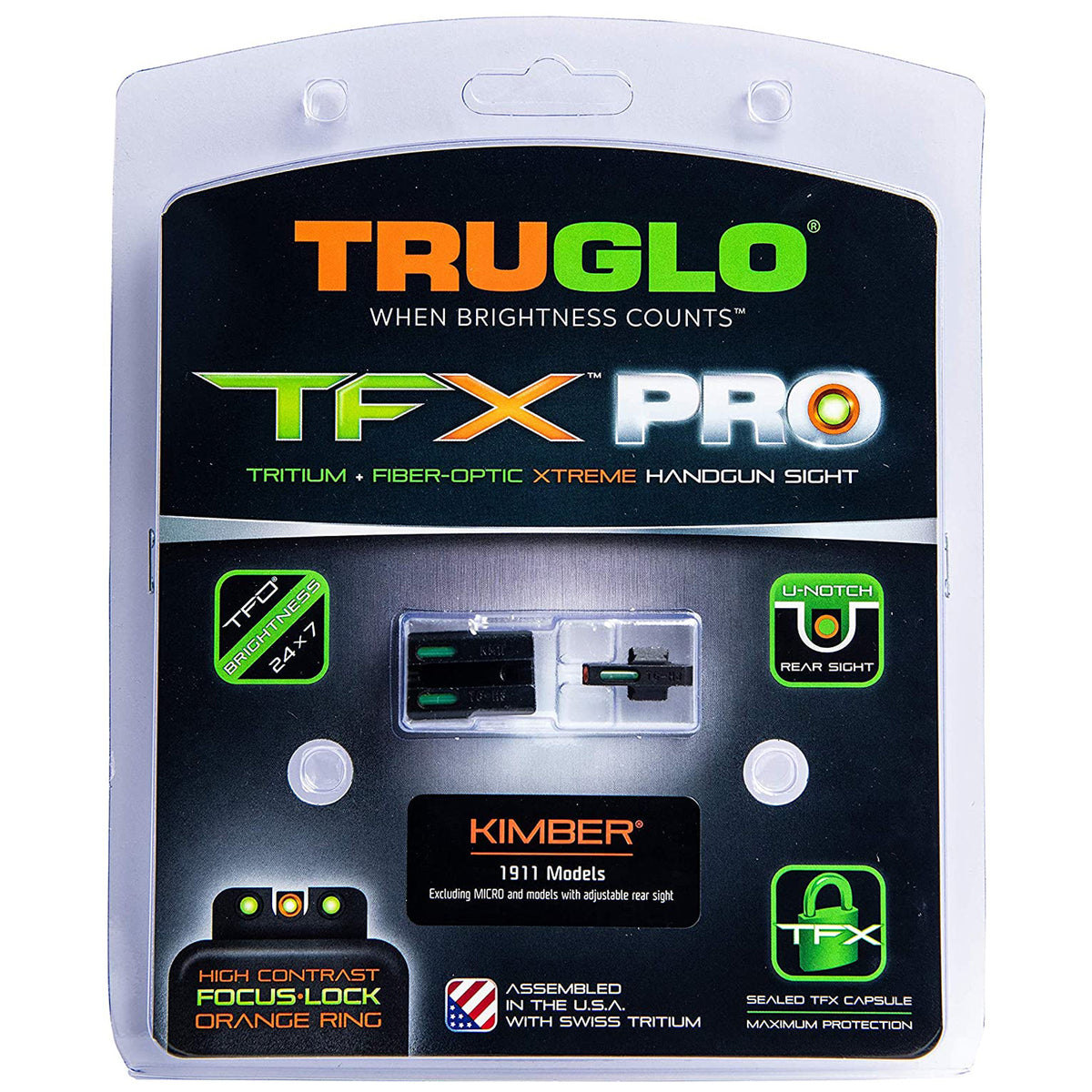 TruGlo TFK Pro Fiber Optic Tritium Handgun Pistol Sight, Kimber (Used)
