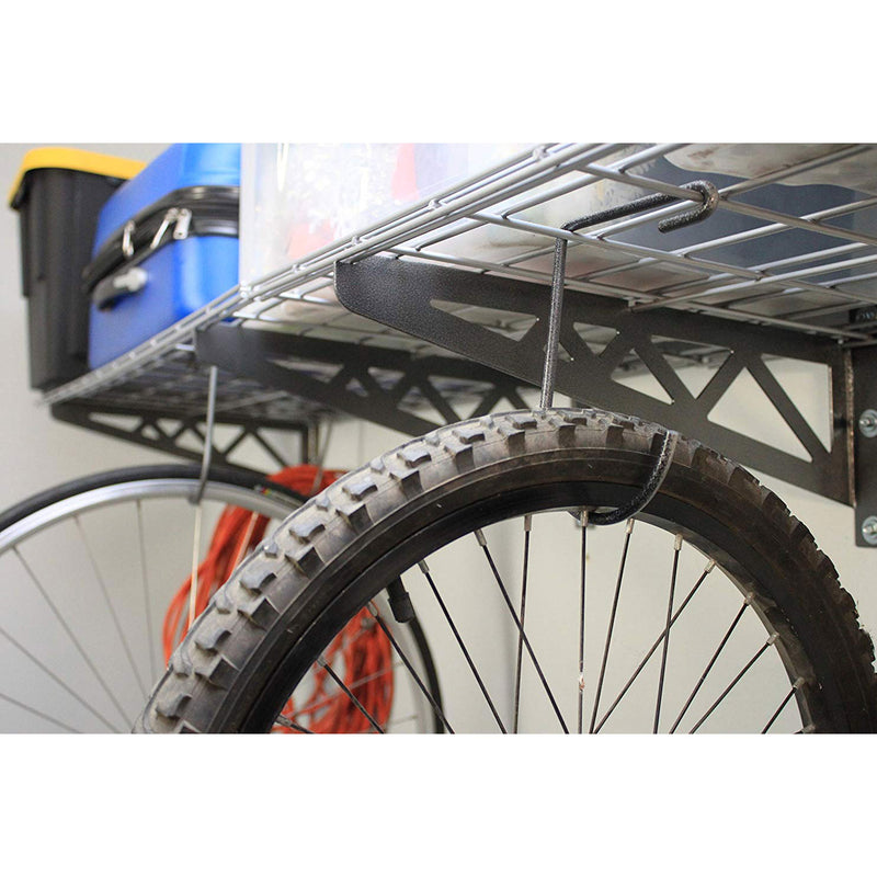 SafeRacks 18 x 48 Inch Garage Shelf Two-Pack with Bike Tire Hooks, Gray (Used)