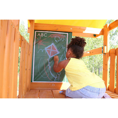 KidKraft Wooden Cedar Discovery Swing Set/ Playset with Climbing Wall (Open Box)
