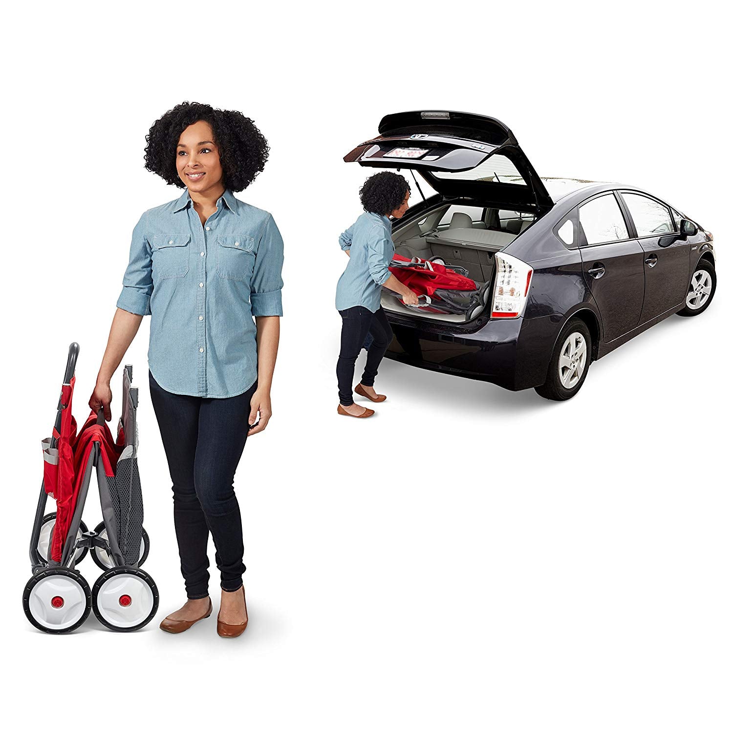 Radio Flyer Kid & Cargo Folding Wagon with 2 Seats and Canopy, Red (Open Box)