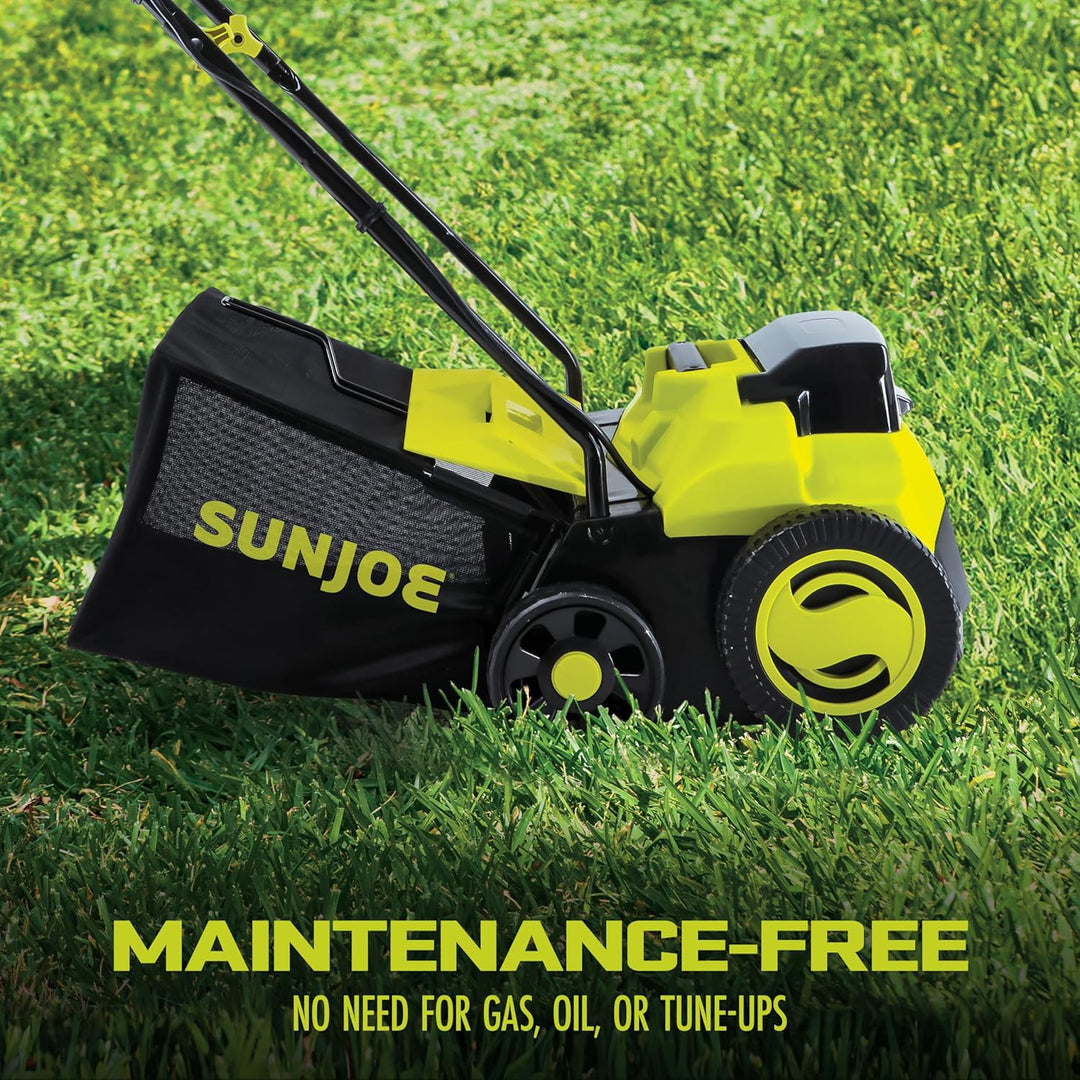 Sun Joe Cordless Scarifier & Dethatcher, Brushless Motor, 2 24V 4.0Ah Batteries