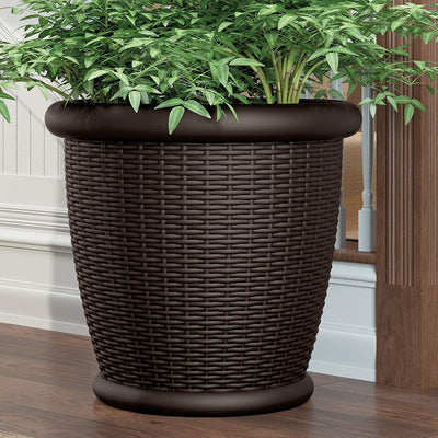 Suncast Willow 22" Diameter Resin Decorative Wicker Patio Planter Pot (4 Pack)