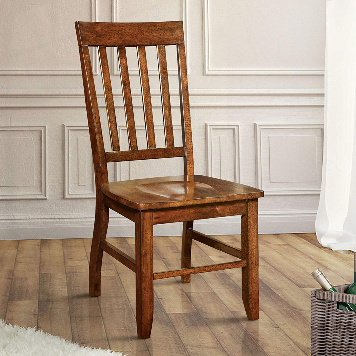 Furniture of America Castile Transitional Dining Chair Set, Dark Oak (Open Box)