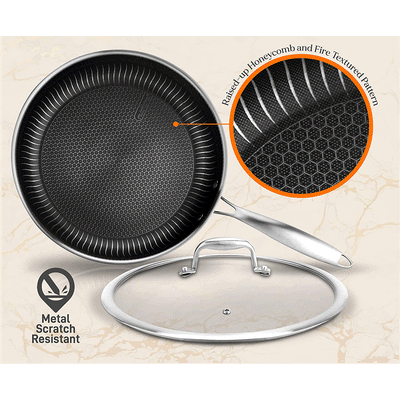NutriChef 7 Piece Nonstick Stainless Steel Kitchen Cookware Pan Set with Lids - VMInnovations