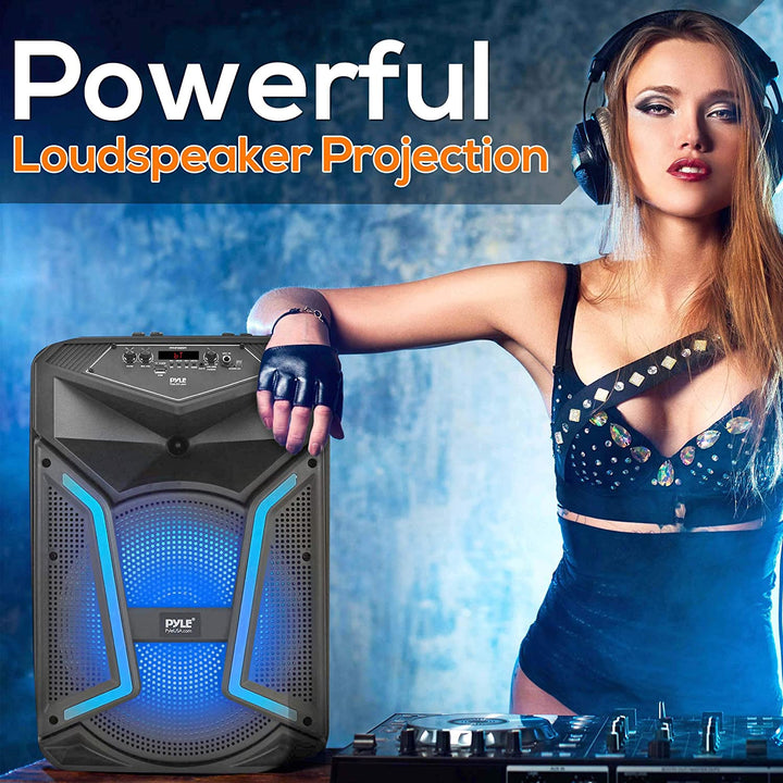 Pyle Portable Bluetooth Speaker System with Flashing Party Lights (Open Box)