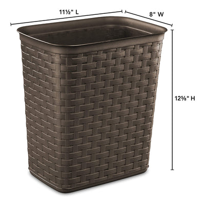 Sterilite Weave 3.4 Gallon Plastic Home & Office Wastebasket Trash Can (24 Pack)
