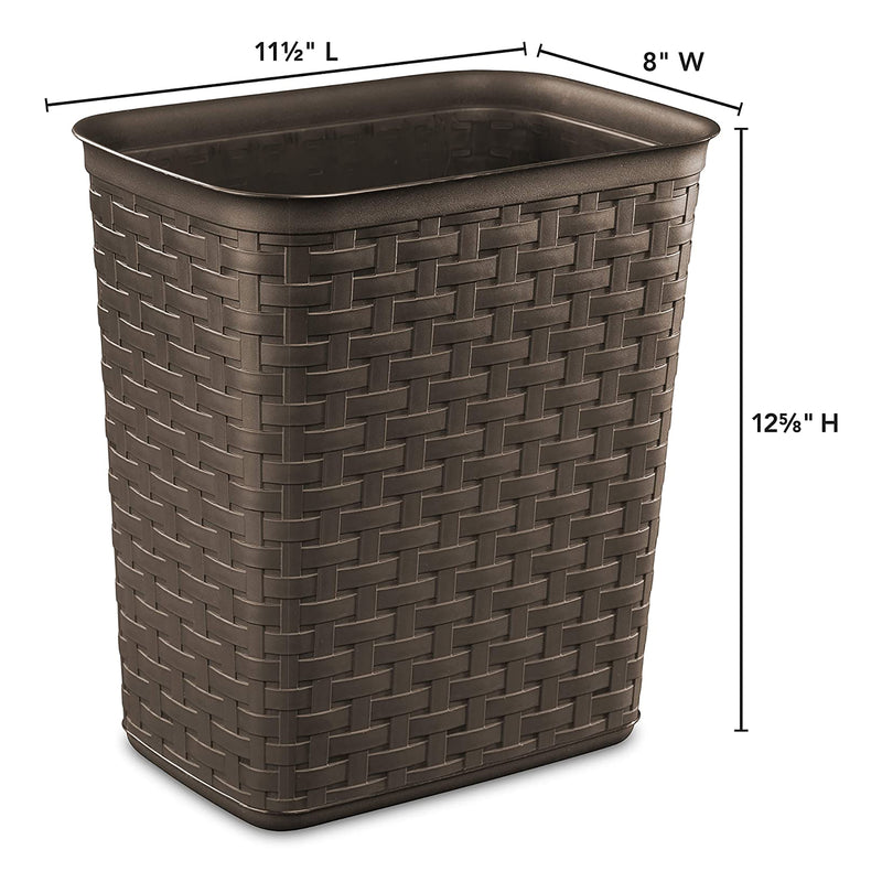 Sterilite Weave 3.4 Gallon Plastic Home & Office Wastebasket Trash Can (18 Pack)