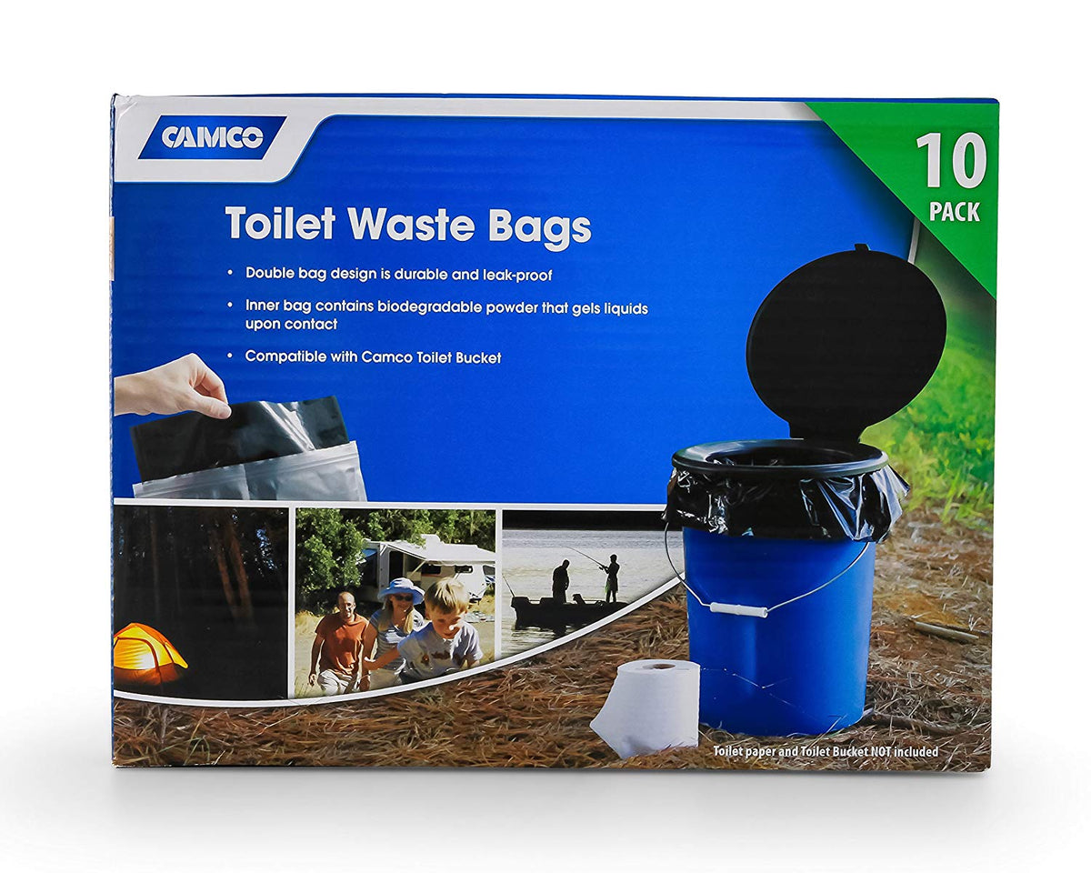 Camco 10 Pack of Leak Proof Double Lined Camping Toilet Waste Bags, Black (Used)