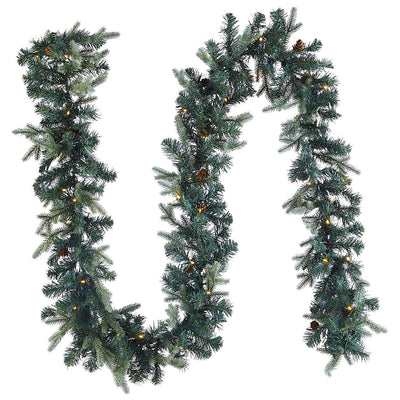 Noma Mini Pinecone 9 Foot Pre Lit Garland Home Holiday Mantle Decor (Open Box)