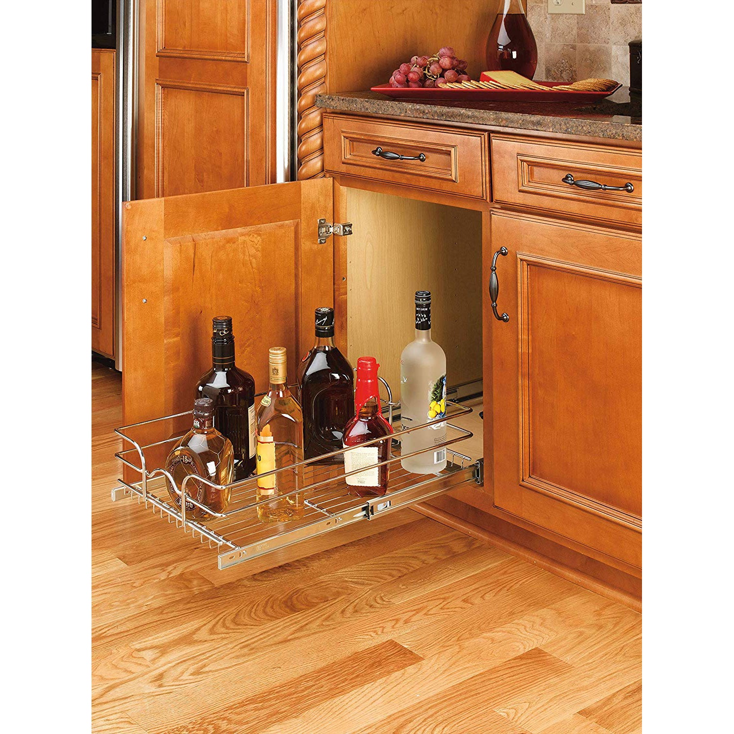 Rev-A-Shelf Pullout Single Basket for Kitchen Cabinets, 9 x 18 In, 5WB1-0918-CR - VMInnovations