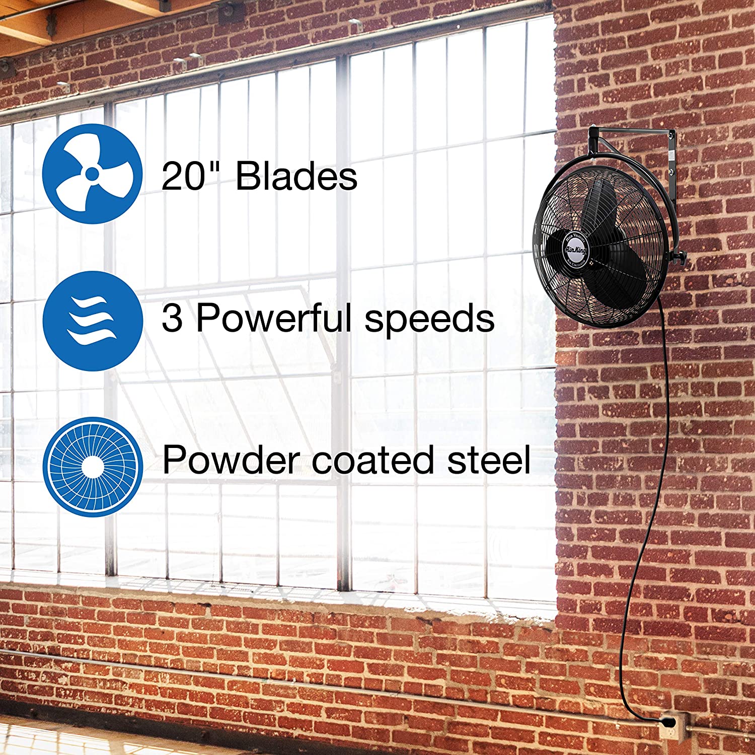 Air King 20" 1/6 HP 3-Speed Non-Oscillating Enclosed Wall Mount Fan (For Parts) - VMInnovations