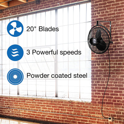 Air King 20" 1/6 HP 3-Speed Non-Oscillating Enclosed Wall Mount Fan (For Parts) - VMInnovations