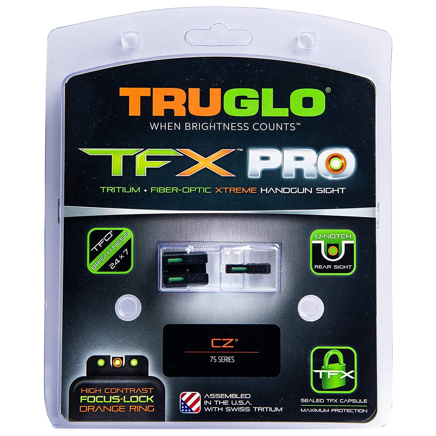 TruGlo TFK Pro Fiber Optic Tritium Handgun Pistol Sight, CZ 75 (For Parts)