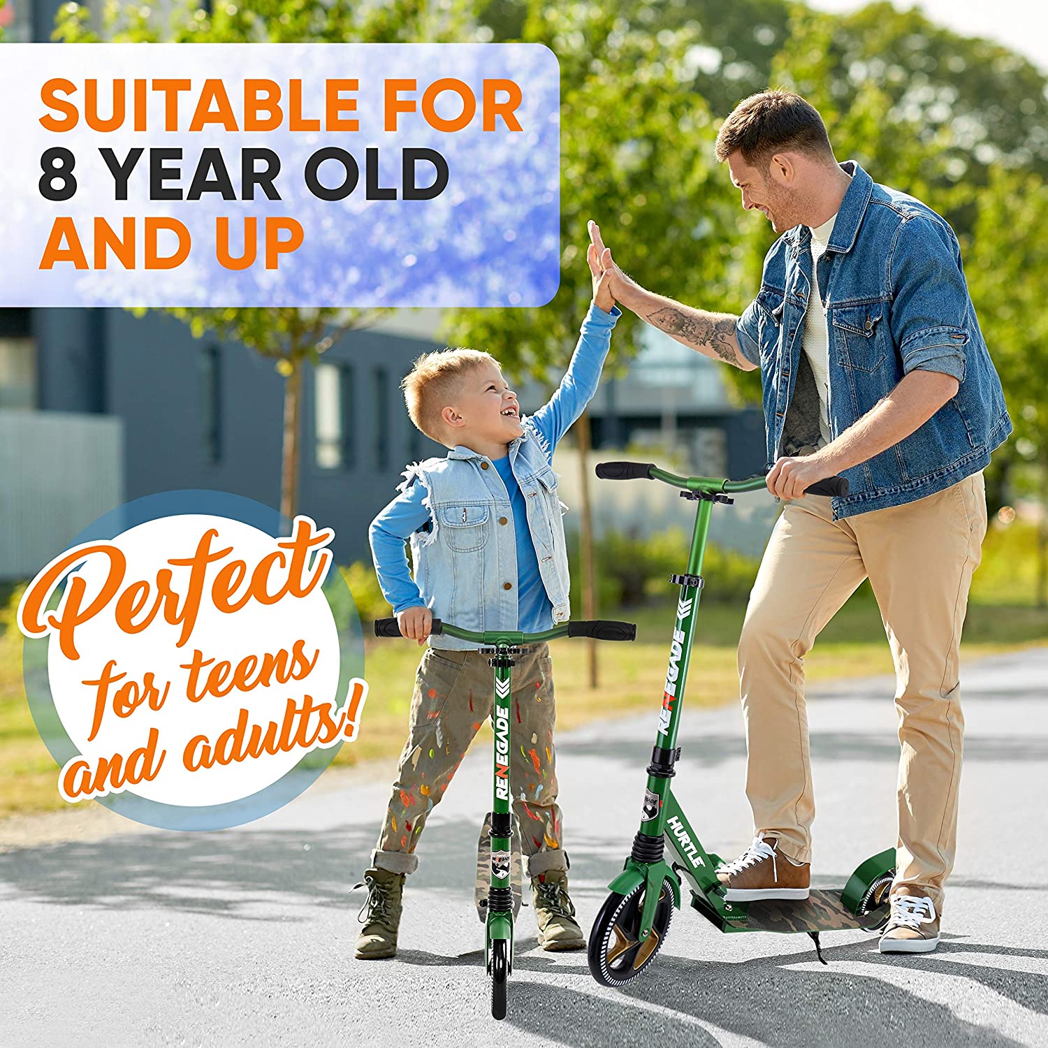 Hurtle Renegade Foldable Teen and Adult Commuter Kick Scooter, Camo (Used) - VMInnovations