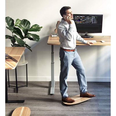 JumpSport Standing Desk Balancing Wood Rocker Board, Bamboo, Medium (Open Box)