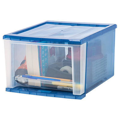 IRIS 129834 Large 17 Qt Stackable Pull Out Clear Front Plastic Drawer, Pack of 4