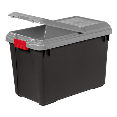 IRIS USA 102 Qt. Store It All Heavy Duty Storage Container Tote, Black (4 Pack)