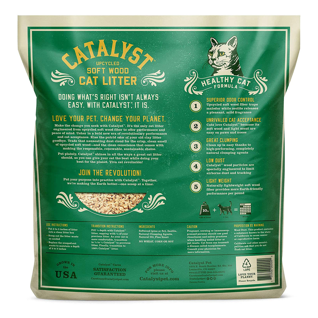 Catalyst Upcycled Soft Wood Cat Litter Odor Control Healthy Cat Formula, 10 Lbs - VMInnovations