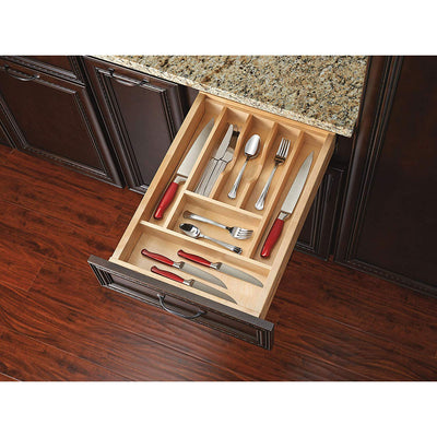 Rev-A-Shelf 4WCT-1SH Wood Cutlery 7 Compartment Tray Cabinet Insert (2 Pack) - VMInnovations