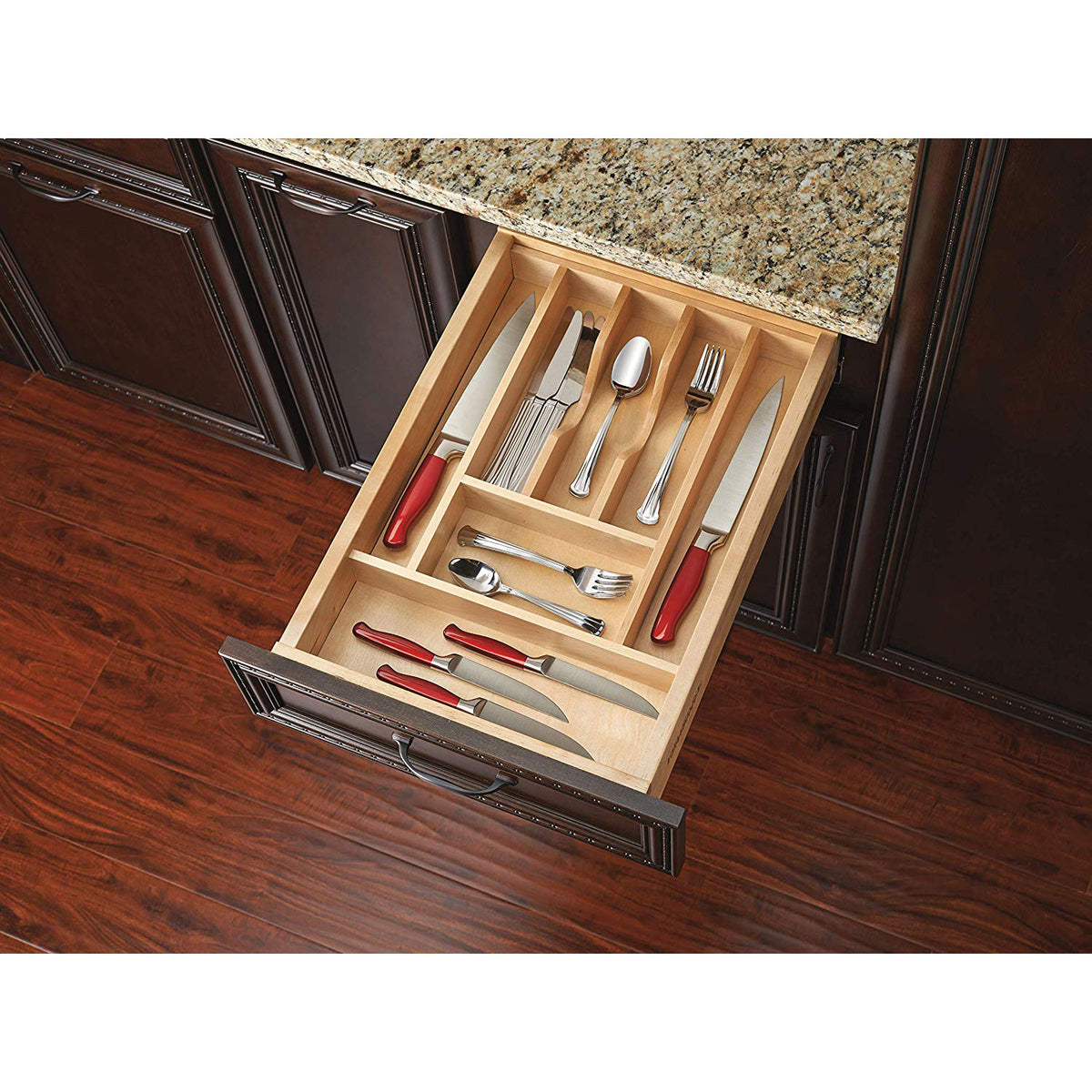 Rev-A-Shelf 4WCT-1SH Short Wood Cutlery 7 Compartment Tray Cabinet Insert (Used)