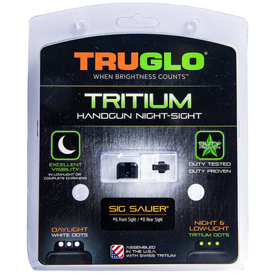 TruGlo Trit Glow in the Dark High Set Pistol Sight, Sig Sauer #8 Rear/ #6 Front
