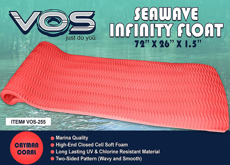 Vos 72" Soft Wavy Foam UV Chlorine Resistant Water Pool Float, Coral (2 Pack)