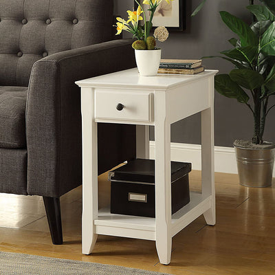 ACME Bertie Rectangular 1-Drawer Home Decor Wooden Side Table, White (For Parts)