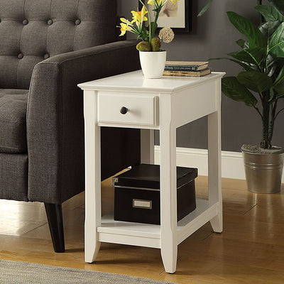 ACME 82842 Bertie Rectangular 1-Drawer Home Decor Wooden Side Table, White