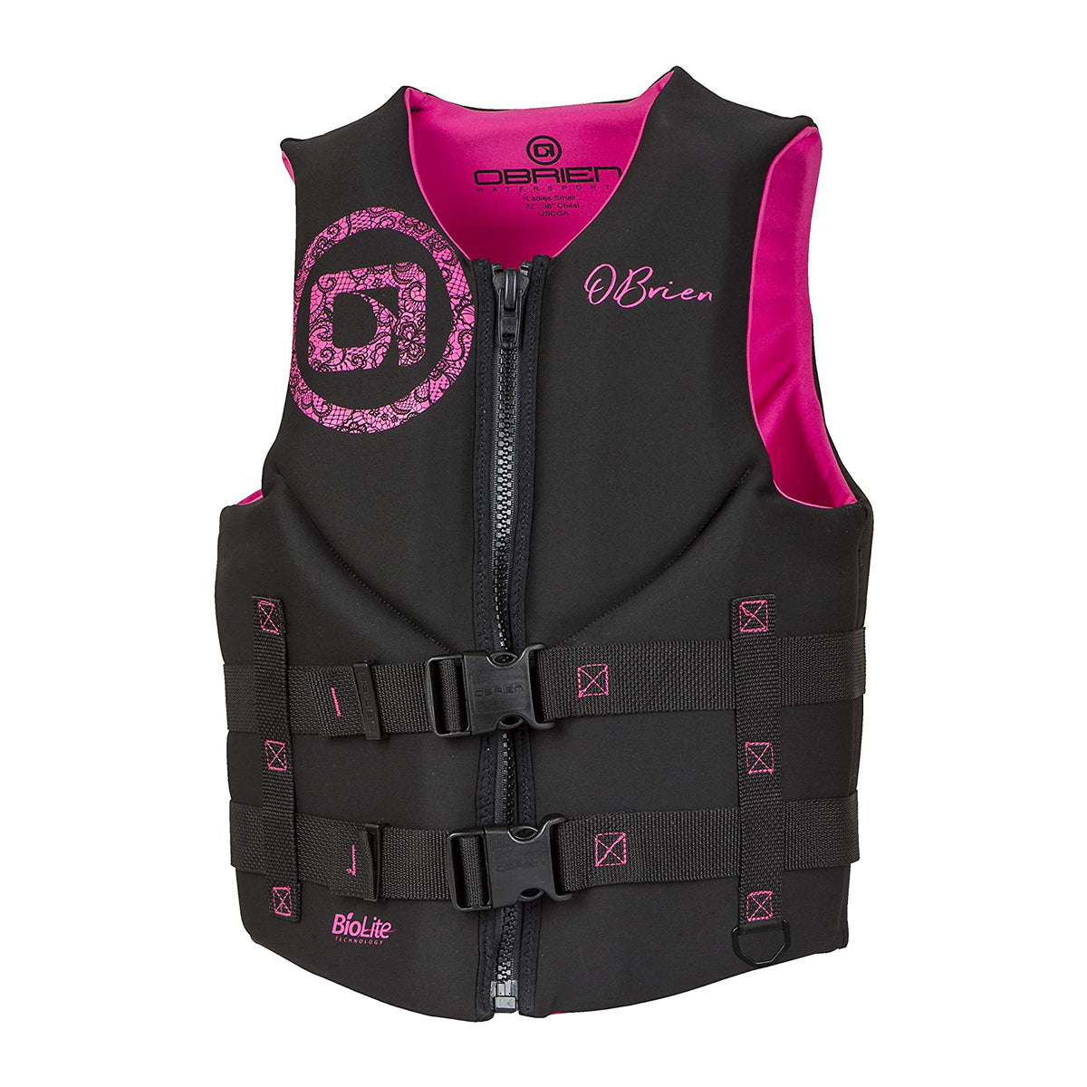 O'Brien Watersports Women's Neoprene Life Jacket Size X Small, Pink (Open Box)