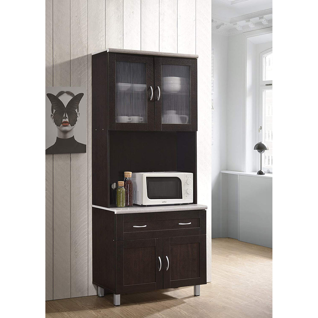 Hodedah Dining Room China Dinnerware Microwave Storage Cabinet (Open Box) - VMInnovations