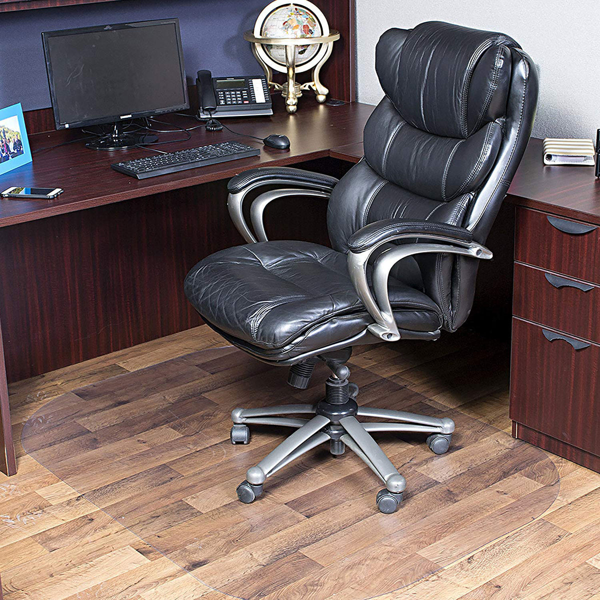 Evolve 60 x 45 Inch Modern Rectangular Office Chair Mat for Hard Floors, Clear