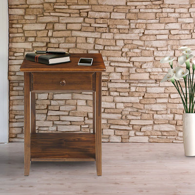 Casual Home Night Owl Bedside Nightstand with USB Ports, Warm Brown (Open Box) - VMInnovations
