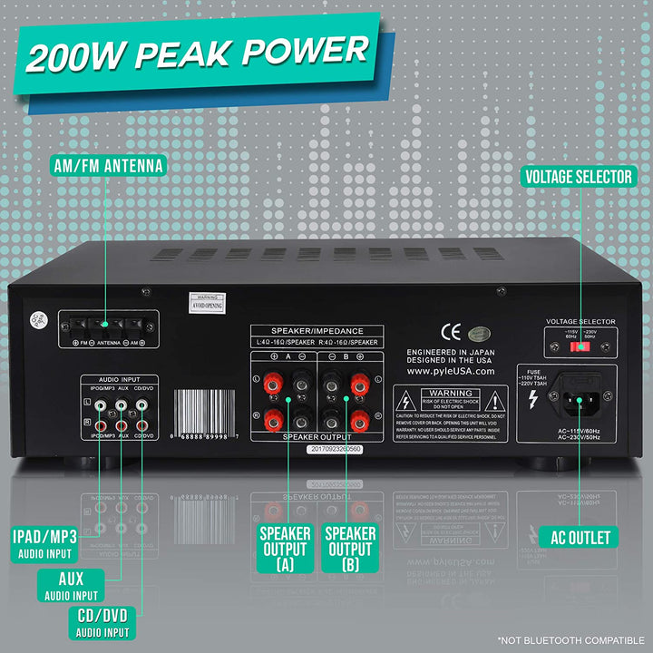PYLE PRO PT260A 200W Home Digital AM FM Stereo Receiver Theater Audio(For Parts) - VMInnovations