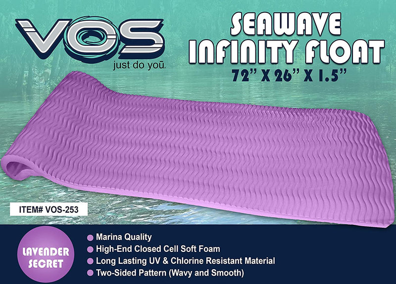 Vos 72" Soft Wavy Foam UV Chlorine Resistant Water Pool Float, Lavender (2 Pack)