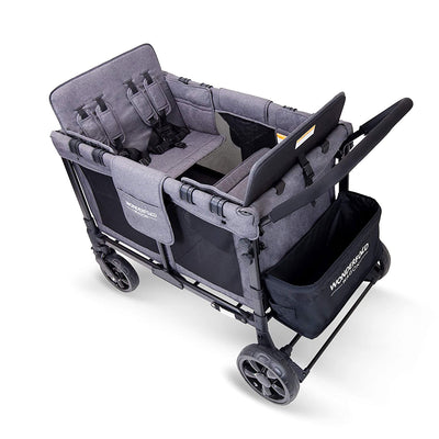 WONDERFOLD 4 Person Folding Push Stroller Wagon w/ Canopy, Gray (Open Box)