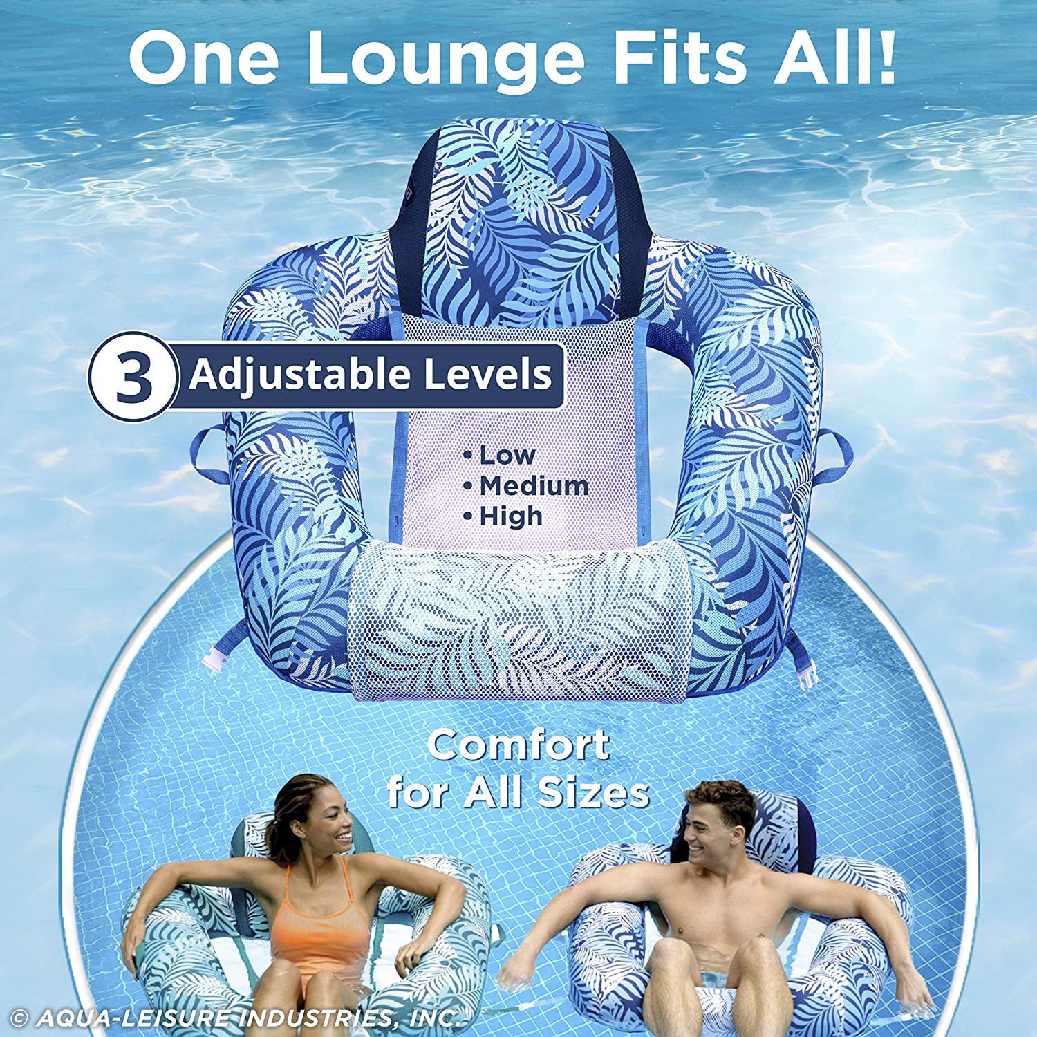 Aqua Leisure Zero Gravity Swimming Pool Lounge Chair Float, Green + Blue Fern