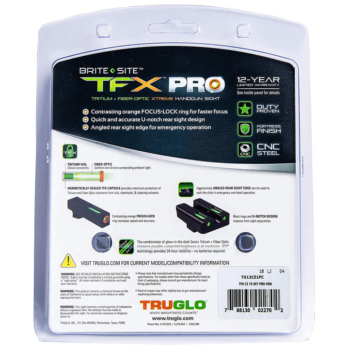 TruGlo TFK Pro Fiber Optic Tritium Handgun Pistol Sight Accessories (Open Box)