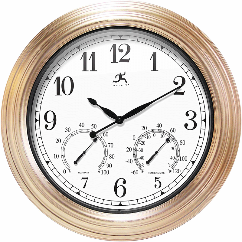 Infinity Instruments Churchill Round Indoor/Outdoor 18.5 Inch Wall Clock, (Used)
