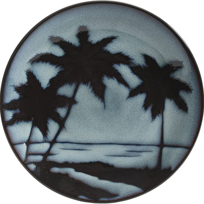 Gibson 16 Piece Reactive Glaze Blue Sunset Dinnerware Set Plates, Bowls, & Mugs